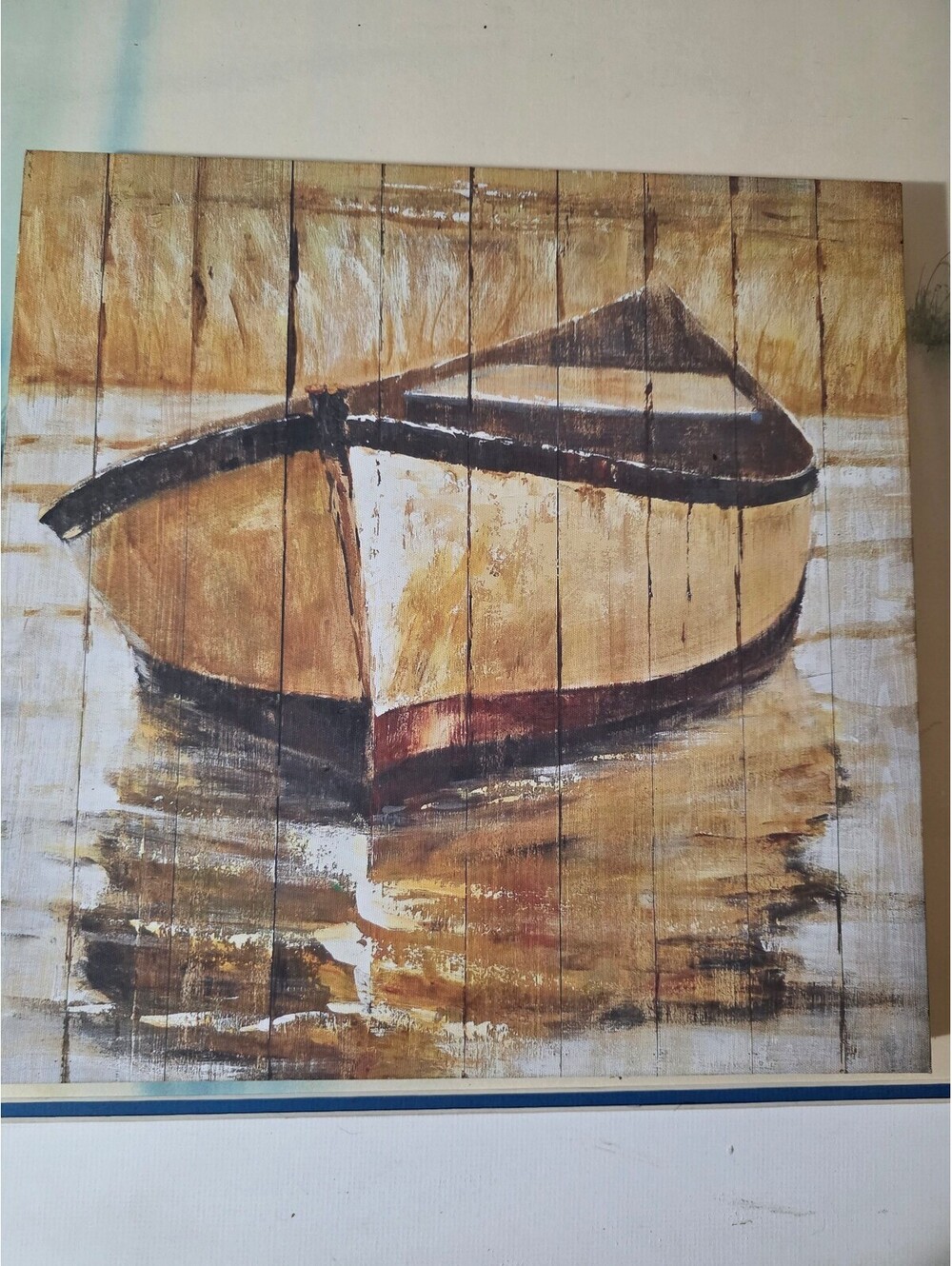 Rustic Wooden Wall canvas Art of a Boat